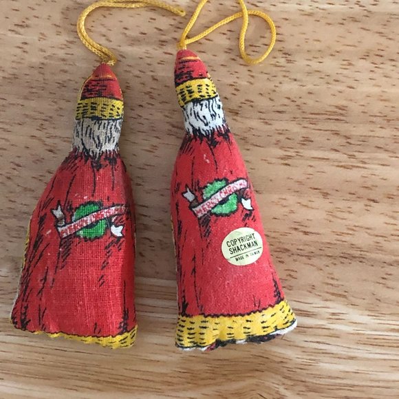 B Shackman Vintage 1970s Lot of 2 Stuffed Father Christmas Ornaments Santa Claus - Picture 7 of 8